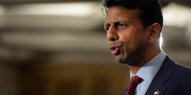 NASHUA, NH - APRIL 18: Louisiana Gov. Bobby Jindal speaks at the First in the Nation Republican Leadership Summit April 18, 2015 in Nashua, New Hampshire. The Summit brought together local and national Republicans and was attended by all the Republicans candidates as well as those eyeing a run for the nomination. (Photo by Darren McCollester/Getty Images)