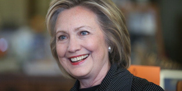 INDEPENDENCE , IA - MAY 19: Democratic presidential hopeful and former Secretary of State Hillary Clinton visits Laree's The Shoppe of Favorites store on May 19, 2015 in Independence, Iowa. Earlier in the day Clinton hosted a small business forum with members of the business and lending communities in Cedar Falls, Iowa. (Photo by Scott Olson/Getty Images)