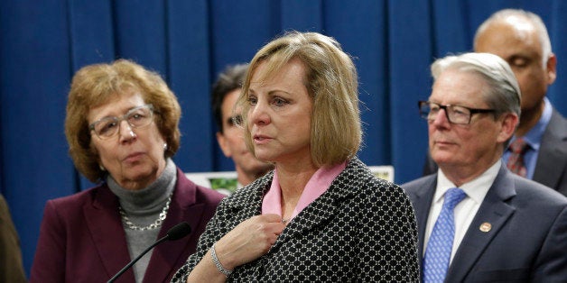 Debbie Ziegler, center, the mother of Brittany Maynard, speaks in support of proposed legislation allowing doctors to prescribe life ending medication to terminally ill patients during a news conference at the Capitol, Wednesday, Jan. 21, 2015, in Sacramento, Calif. Maynard, a 29-year-old San Francisco Bay Area woman who had terminal cancer, moved to Oregon where she could legally end her life. Ziegler, flanked by the bill authors Sen. Lois Wolk, D-Davis, left, and Sen. Bill Monning, D-Carmel, said Californians shouldn't have to uproot their lives for a peaceful death. (AP Photo/Rich Pedroncelli)