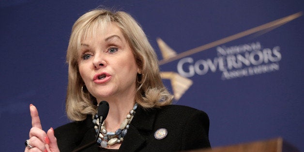 WASHINGTON, DC - JANUARY 15: National Governors Association chairwoman Gov. Mary Fallin (R-OK) speaks at the National Press Club January 15, 2014 in Washington, DC. Gov. Fallin and Gov. Hickenlooper delivered the annual 'State of the States' address prior to taking questions. (Photo by Win McNamee/Getty Images)