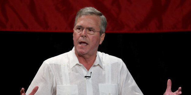 SWEETWATER, FL - MAY 18: Former Florida Governor and potential Republican presidential candidate Jeb Bush speaks to supporters during a fundraising event at the Jorge Mas Canosa Youth Center on March 18, 2015 in Sweetwater, Florida. Mr. Bush is thought to be seeking to run for the Republican nomination but he has yet to formally announce his intentions. (Photo by Joe Raedle/Getty Images)