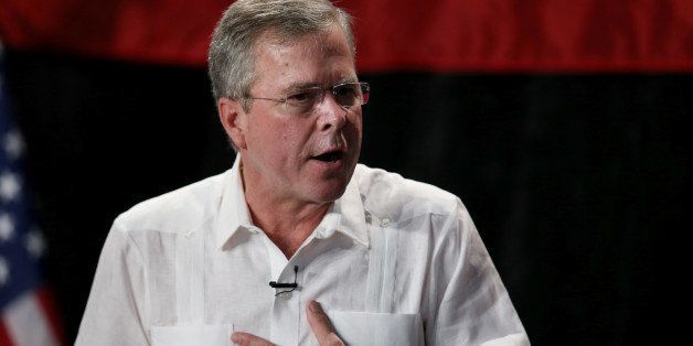 SWEETWATER, FL - MAY 18: Former Florida Governor and potential Republican presidential candidate Jeb Bush speaks to supporters during a fundraising event at the Jorge Mas Canosa Youth Center on March 18, 2015 in Sweetwater, Florida. Mr. Bush is thought to be seeking to run for the Republican nomination but he has yet to formally announce his intentions. (Photo by Joe Raedle/Getty Images)