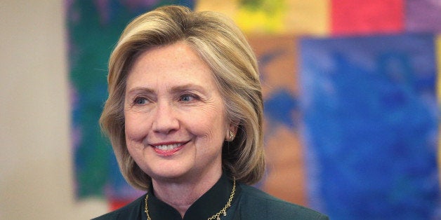 CHICAGO, IL - MAY 20: Democratic presidential hopeful and former Secretary of State Hillary Clinton arrives for a meeting with parents and child care workers at the Center for New Horizons on May 20, 2015 in Chicago, Illinois. Clinton arrived in Chicago after campaigning Monday and Tuesday in Iowa. (Photo by Scott Olson/Getty Images)