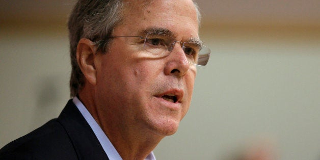 Former Florida Gov. Jeb Bush speaks during a town hall meeting, Saturday, May 16, 2015, at Loras College in Dubuque, Iowa. (AP Photo/Charlie Neibergall)