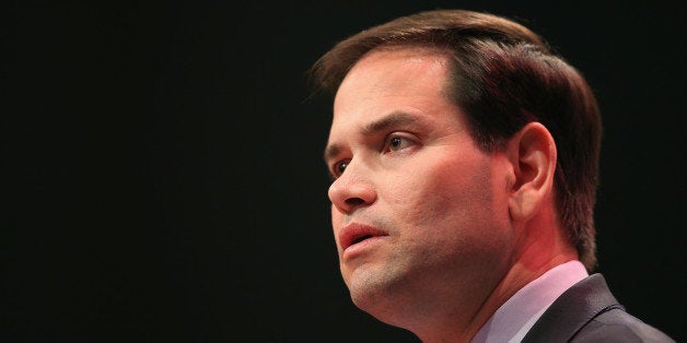 WAUKEE, IA - APRIL 25: Senator Marco Rubio (R-FL) speaks to guests gathered at the Point of Grace Church for the Iowa Faith and Freedom Coalition 2015 Spring Kickoff on April 25, 2015 in Waukee, Iowa. The Iowa Faith & Freedom Coalition, a conservative Christian organization, hosted 9 potential contenders for the 2016 Republican presidential nominations at the event. (Photo by Scott Olson/Getty Images)