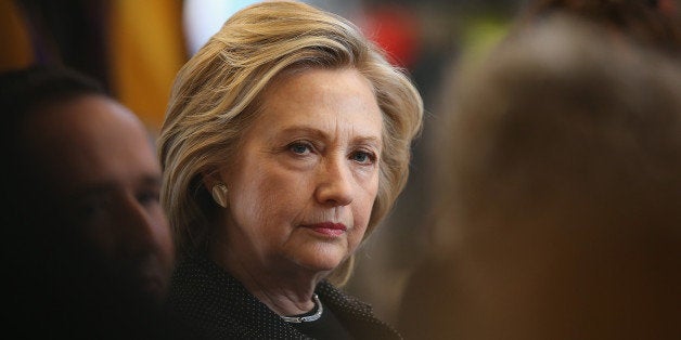 CEDAR FALLS, IA - MAY 19: Democratic presidential hopeful and former Secretary of State Hillary Clinton hosts a small business forum with members of the business and lending communities at Bike Tech bicycle shop on May 19, 2015 in Cedar Falls, Iowa. Yesterday Clinton hosted an organizing rally with supporters in Mason City. (Photo by Scott Olson/Getty Images)