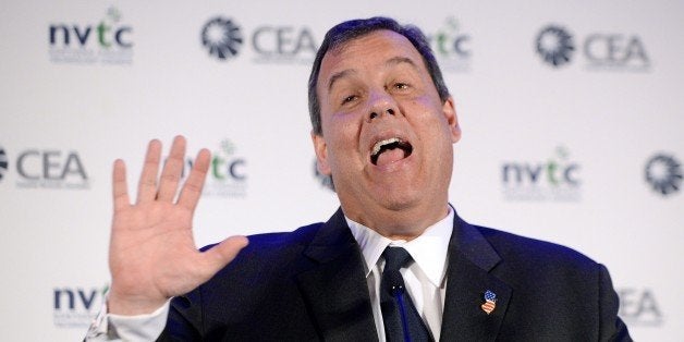 MCLEAN, VIRGINIA - MAY 1: New Jersey Governor Chris Christie addresses VA Consumer Electronics Association during a Leadership Series discussion at the Ritz-Carlton on May 1, 2015 in McLean, Virginia. The potential 2016 presidential candidate is expected to plead guilty in federal court today in conjunction with mishandling of the Washington Bridge from 2013. (Photo by Olivier Douliery/Getty Images)