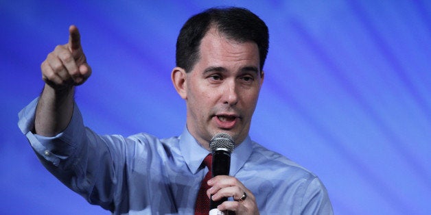 OKLAHOMA CITY, OK - MAY 21: Republican presidential hopeful Wisconsin Governor Scott Walker speaks during the 2015 Southern Republican Leadership Conference May 21, 2015 in Oklahoma City, Oklahoma. About a dozen possible presidential candidates will join the conference and lobby for supports from Republican voters. (Photo by Alex Wong/Getty Images)