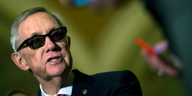 WASHINGTON, DC - APRIL 28:
Senate Minority Leader Harry Reid (D-NV) speaks during a news conference after a policy meeting w