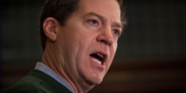 PERRY, IA - JANUARY 02: Kansas Governor Sam Brownback gives a speech supporting Texas Governor and Republican presidential c