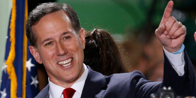 Former U.S. Sen. Rick Santorum announces his candidacy for the Republican nomination in the 2016 presidential race on Wednesday, May 27, 2015 in Cabot, Pa. (AP Photo/Keith Srakocic)