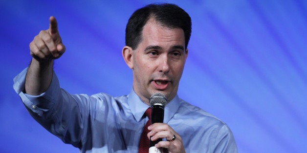 OKLAHOMA CITY, OK - MAY 21: Republican presidential hopeful Wisconsin Governor Scott Walker speaks during the 2015 Southern Republican Leadership Conference May 21, 2015 in Oklahoma City, Oklahoma. About a dozen possible presidential candidates will join the conference and lobby for supports from Republican voters. (Photo by Alex Wong/Getty Images)