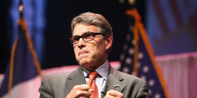 WAUKEE, IA - APRIL 25: Former Texas Governor Rick Perry speaks to guests gathered at the Point of Grace Church for the Iowa Faith and Freedom Coalition 2015 Spring Kickoff on April 25, 2015 in Waukee, Iowa. The Iowa Faith & Freedom Coalition, a conservative Christian organization, hosted 9 potential contenders for the 2016 Republican presidential nominations at the event. (Photo by Scott Olson/Getty Images)