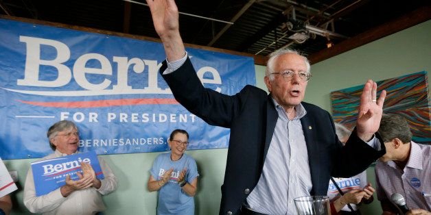 Democratic presidential candidate Sen. Bernie Sanders speaks during a rally with local residents, Saturday, May 30, 2015, in Ames, Iowa. (AP Photo/Charlie Neibergall)