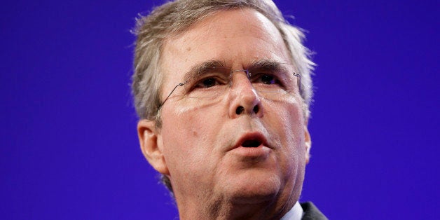 Former Florida Gov. Jeb Bush speaks during the Iowa Republican Party's Lincoln Dinner, Saturday, May 16, 2015, in Des Moines, Iowa. (AP Photo/Charlie Neibergall)