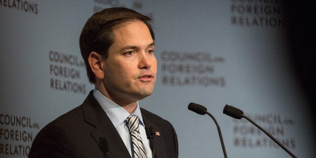 NEW YORK, NY - MAY 13: Republican presidential hopeful and U.S. Senator Marco Rubio (R-FL) speaks at the Council on Foreign