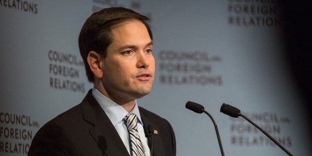 NEW YORK, NY - MAY 13: Republican presidential hopeful and U.S. Senator Marco Rubio (R-FL) speaks at the Council on Foreign Relations on May 13, 2015 in New York City. Rubio is seeking the GOP nomination amidst a growing field of contenders, including Jeb Bush, Mike Huckabee, Ted Cruz and Carly Fiorina. (Photo by Andrew Burton/Getty Images)