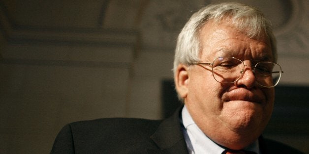 WASHINGTON - NOVEMBER 17: U.S. Speaker of the House Dennis Hastert (R-IL) leaves the House Republican Conference leadership elections alone on Capitol Hill November 17, 2006 in Washington, DC. Hastert is the longest-serving Speaker of the House but is now scorned for losing control of the House to the Democrats in the 2006 midterm elections. (Photo by Chip Somodevilla/Getty Images)