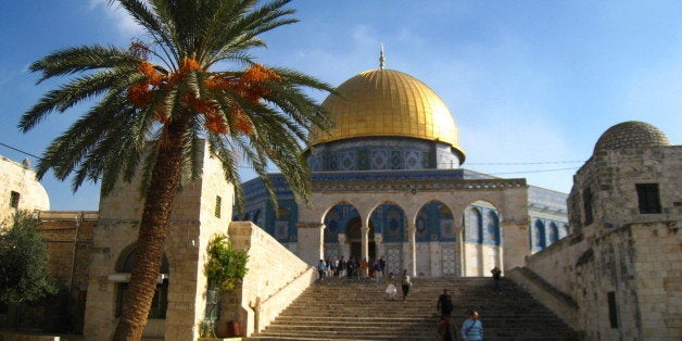 The Dome of the Rock sits at the Temple Mount site - Mount Moriah, over the rock where Abraham prepared to sacrifice his son