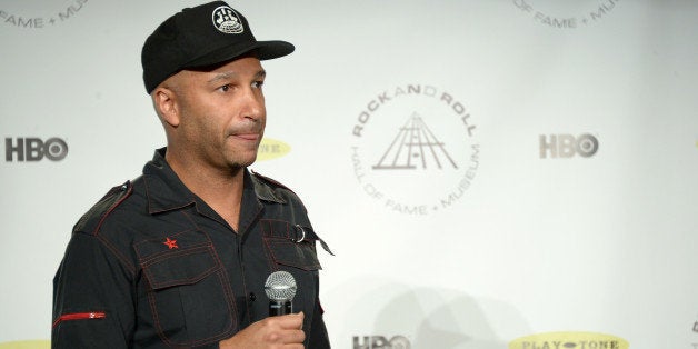 NEW YORK, NY - APRIL 10: Musician Tom Morello attends the 29th Annual Rock And Roll Hall Of Fame Induction Ceremony at Barclays Center of Brooklyn on April 10, 2014 in New York City. (Photo by Michael Loccisano/Getty Images)