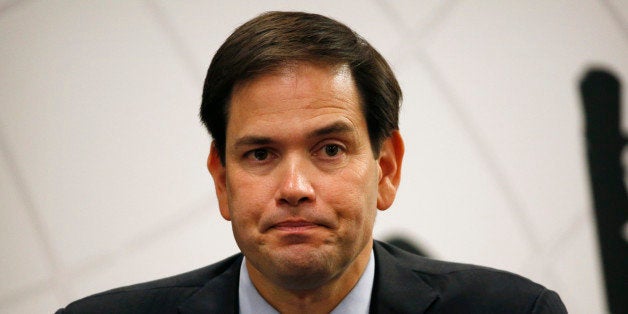 Republican presidential candidate, Sen. Marco Rubio, R-Fla. pauses while speaking during a technology roundtable at the Switch Innovation Center, Friday, May 29, 2015, in Las Vegas. (AP Photo/John Locher)