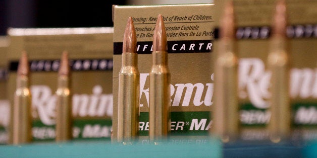 Remington rifle cartridges are displayed at the 35th annual SHOT Show, Tuesday, Jan. 15, 2013, in Las Vegas. The National Shooting Sports Foundation was focusing its trade show on products and services new to what it calls a $4.1 billion industry, with a nod to a raging national debate over assault weapons. (AP Photo/Julie Jacobson)