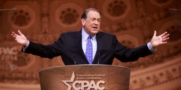 Former Governor Mike Huckabee of Arkansas speaking at the 2014 Conservative Political Action Conference (CPAC) in National Harbor, Maryland.Please attribute to Gage Skidmore if used elsewhere.