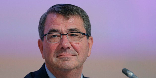 U.S. Secretary of Defense Ashton Carter delivers his speech about "The United States and Challenges to Asia-Pacific Security" during the 14th International Institute for Strategic Studies Shangri-la Dialogue, or IISS, Asia Security Summit, Saturday, May 30, 2015, in Singapore. (AP Photo/Wong Maye-E)