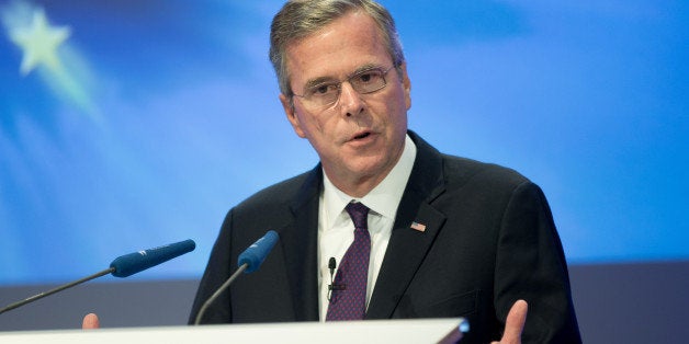 BERLIN, GERMANY - JUNE 09: Former Florida Governor and possible Republican presidential candidate Jeb Bush speaks at the CDU Economics Conference of the Economic Council on June 09, 2015 in Berlin, Germany. The Economic Council (Wirtschaftsrat der CDU e.V.) is a German business association representing the interests of more than 11,000 small and medium sized firms, as well as larger multinational companies. (Photo by Axel Schmidt/Getty Images)