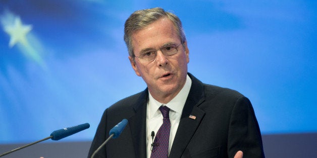 BERLIN, GERMANY - JUNE 09: Former Florida Governor and possible Republican presidential candidate Jeb Bush speaks at the CDU Economics Conference of the Economic Council on June 09, 2015 in Berlin, Germany. The Economic Council (Wirtschaftsrat der CDU e.V.) is a German business association representing the interests of more than 11,000 small and medium sized firms, as well as larger multinational companies. (Photo by Axel Schmidt/Getty Images)