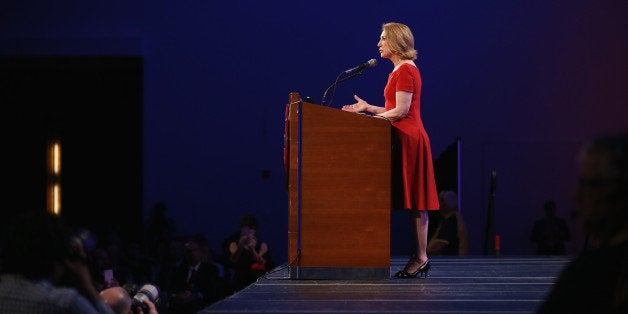 DES MOINES, IA - MAY 16: Former business executive Carly Fiorina speaks to guests gathered for the Republican Party of Iowa'