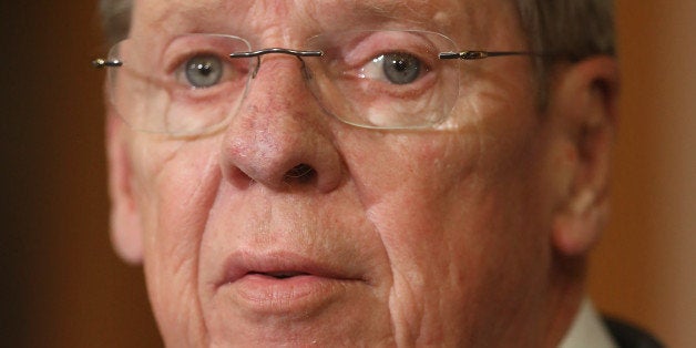 WASHINGTON, DC - FEBRUARY 10: Senate Veterans' Affairs Committee Chairman Johnny Isakson (R-GA) delivers remarks during an event for members of Congress to sign the Clay Hunt Suicide Prevention for American Veterans Act in the Rayburn Room at the U.S. Capitol February 10, 2015 in Washington, DC. A decorated combat veteran of Iraq and Afghanistan, Clay Hunt became a prominent advocate for troops suffering from post-traumatic stress disorder after leaving the Marine Corps and later killed himself in 2011. (Photo by Chip Somodevilla/Getty Images)