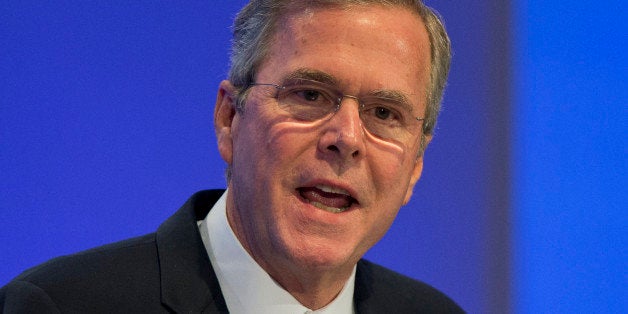 Former US Governor Jeb Bush speaks at the Economic Council in Berlin, Germany, Tuesday, June 9, 2015. The Economic Council is a German business association representing the interests of more than 11,000 small and medium sized firms, as well as larger multinational companies. (AP Photo/Michael Sohn)