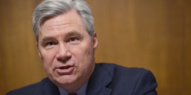 Ranking Member of the Senate Judiciary Subcommittee on Crime and Terrorism Senator Sheldon Whitehouse, D-RI, speaks during a hearing on body cameras in the Dirksen Senate Office Building on May 19, 2015 in Washington, DC. AFP PHOTO/MANDEL NGAN (Photo credit should read MANDEL NGAN/AFP/Getty Images)