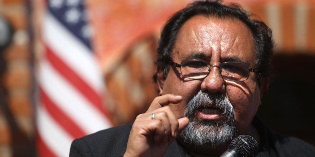 TUSCON, AZ - APRIL 24: U.S. Rep. Raul Grijalva (D-AZ) denounces Arizona's tough new immigration law on April 24, 2010 in Tuscon, Arizona. Grijalva, who shut his Tuscon office the day before because of death threats, called for an economic boycott of Arizona because of the new law, which he called racist. (Photo by John Moore/Getty Images)