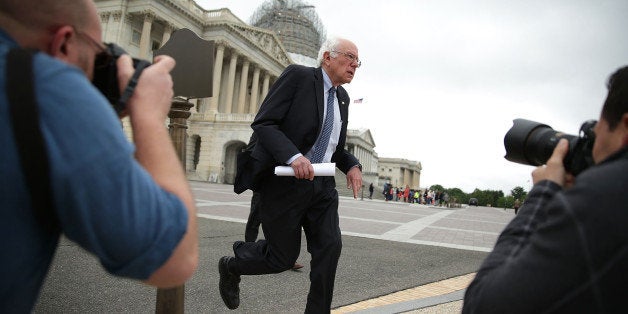 WASHINGTON, DC - JUNE 03: Democratic presidential candidate and U.S. Sen. Bernie Sanders (I-VT) arrives at a news conference June 3, 2015 on Capitol Hill in Washington, DC. Congressional Democrats held a news conference to oppose to fast-tracking the Trans-Pacific Partnership. (Photo by Alex Wong/Getty Images)