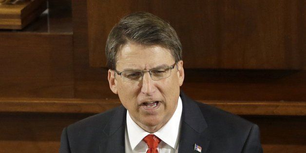 Gov. Pat McCrory delivers his State of the State address to a joint session of the General Assembly Wednesday, Feb. 4, 2015 in Raleigh, N.C. (AP Photo/Gerry Broome)