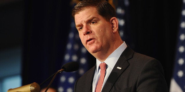 BOSTON, MA - JANUARY 09: Boston Mayor Martin J. Walsh addresses the media during a press conference to announce Boston as th