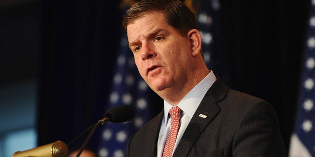 BOSTON, MA - JANUARY 09: Boston Mayor Martin J. Walsh addresses the media during a press conference to announce Boston as the U.S. applicant city to host the 2024 Olympic and Paralympic Games at the Boston Convention and Exhibition Center on January 9, 2015 in Boston, Massachusetts. (Photo by Maddie Meyer/Getty Images for the USOC)