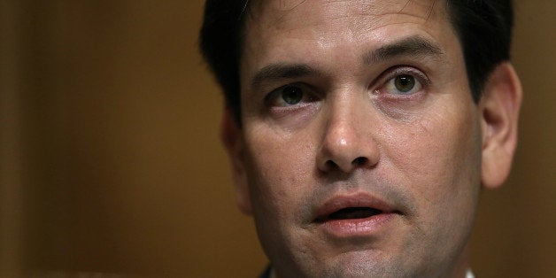 WASHINGTON, DC - MAY 20: Republican presidential candidate Sen. Marco Rubio (R-FL) questions Assistant U.S. Secretary of State for Western Hemisphere Affairs Roberta Jacobson as she testifies before the Senate Foreign Relations Committee May 20, 2015 in Washington, DC. The committee heard testimony on the topic of 'U.S. Cuban Relations - The Way Forward.' (Photo by Win McNamee/Getty Images)