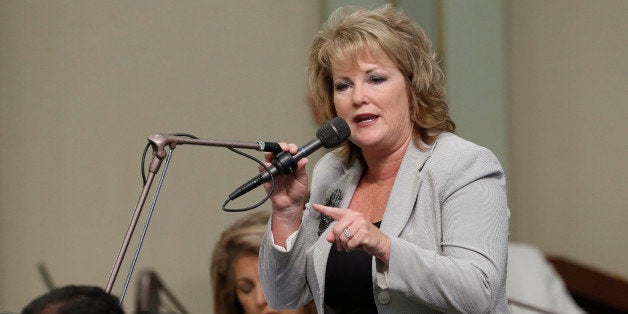 Assemblywoman Shannon Grove, R-Bakersfield, was one of several Republicans calling for lawmakers to reject a measure to overhaul California's enterprise zone program, during the Assembly session at the Capitol Thursday, June 27, 2013, in Sacramento, Calif. The measure AB93 by Assemblyman Bob Blumenfield, D-Woodland Hills, and supported by Gov. Jerry Brown, failed to pass on the two initial attempts, but was passed on the third vote. (AP Photo/Rich Pedroncelli)