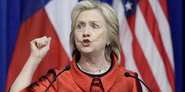 Democratic presidential candidate Hillary Rodham Clinton delivers a speech at Texas Southern University in Houston, Thursday, June 4, 2015. Clinton is calling for an expansion of early voting and pushing back against Republican-led efforts to restrict voting access, laying down a marker on voting rights at the start of her presidential campaign. (AP Photo/Pat Sullivan)