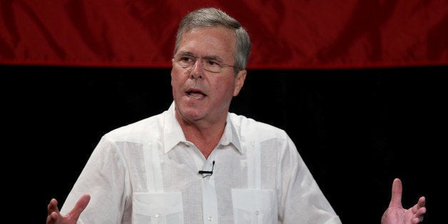 SWEETWATER, FL - MAY 18: Former Florida Governor and potential Republican presidential candidate Jeb Bush speaks to supporters during a fundraising event at the Jorge Mas Canosa Youth Center on March 18, 2015 in Sweetwater, Florida. Mr. Bush is thought to be seeking to run for the Republican nomination but he has yet to formally announce his intentions. (Photo by Joe Raedle/Getty Images)