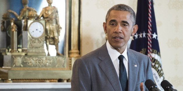 US President Barack Obama speaks during the White House Mentorship and Leadership Graduation Ceremony in the Blue Room of the