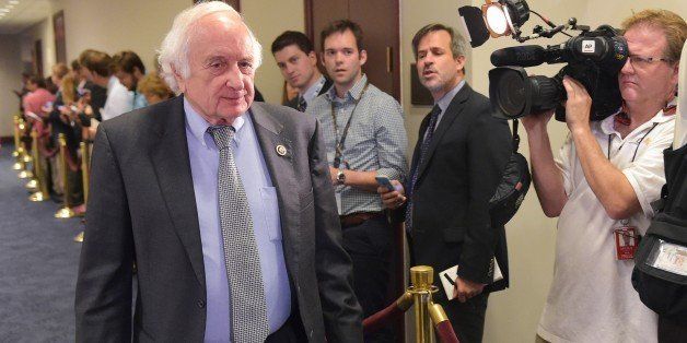 Rep. Sander Levin, D-MI, arrives for a meeting of House Democrats with US President Barack Obama at the Capitol Hill on June 12, 2015 in Washington, DC. President Barack Obama went to Congress Friday for a frantic round of lobbying ahead of a crucial vote on his sweeping trans-Pacific trade agenda. AFP PHOTO/Mandel NGAN (Photo credit should read MANDEL NGAN/AFP/Getty Images)