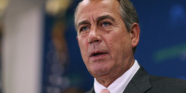 WASHINGTON, DC - JUNE 10: Speaker of the House John Boehner (R-OH) answers reporters' questions during a news conference following the weekly House GOP conference meeting at the U.S. Capitol June 10, 2015 in Washington, DC. Republicans announced that the House will vote Friday to approve the Trans-Pacific Partnership and give President Barack Obama fast-track authority to negotiate a large-scale trade deal. (Photo by Chip Somodevilla/Getty Images)