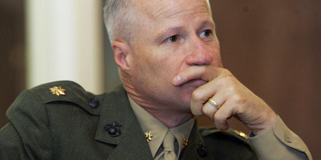 Mike Coffman, who is on leave from his job as Colorado's state treasurer, talks about his next job working as a member of the civil affairs division of the U.S. Marines in the elections scheduled for Iraq, Wednesday, Aug. 3, 2005, during an interview in Denver. Coffman will set sail for his seven-month hitch in Iraq on Monday. (AP Photo/David Zalubowski)