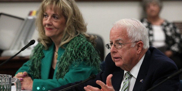 Nevada Assembly Republicans Jill Dickman and Lynn Stewart present two bills in committee that would require...