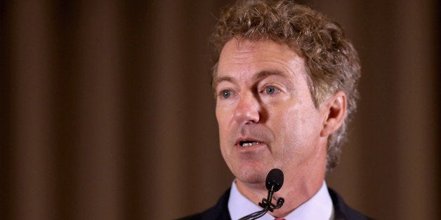 BALTIMORE, MD - JUNE 09: Republican presidential candidate Sen. Rand Paul (R-KY) addresses the Baltimore county Republican Party's annual Lincoln/Reagan Dinner at Martin's West June 9, 2015 in Baltimore, Maryland. Paul launched his campaign April 7 in Louisville, where he told supporters, 'I have a message, a message that is loud and clear and does not mince words: We have come to take our country back.' (Photo by Chip Somodevilla/Getty Images)