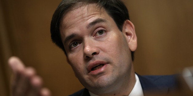 WASHINGTON, DC - MAY 20: Republican presidential candidate Sen. Marco Rubio (R-FL) questions Assistant U.S. Secretary of State for Western Hemisphere Affairs Roberta Jacobson as she testifies before the Senate Foreign Relations Committee May 20, 2015 in Washington, DC. The committee heard testimony on the topic of 'U.S. Cuban Relations - The Way Forward.' (Photo by Win McNamee/Getty Images)